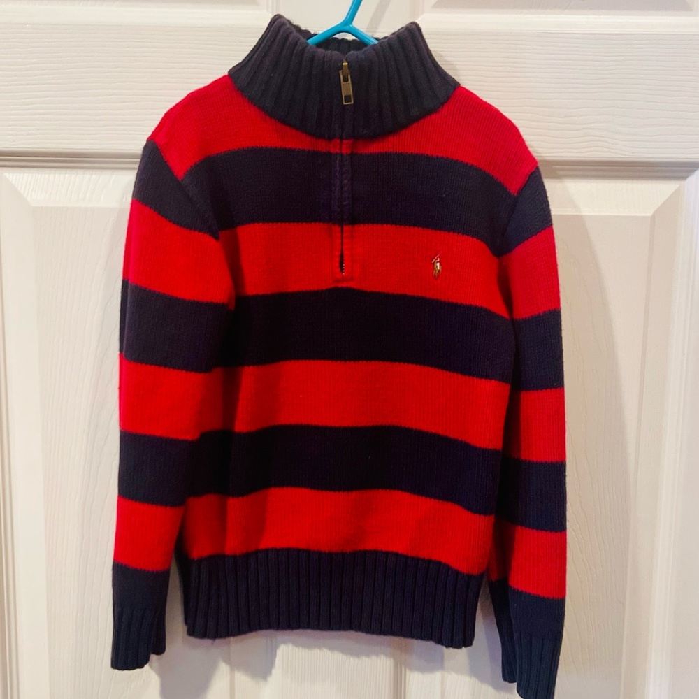 Ralph Lauren Polo Red and Blue Striped Sweater